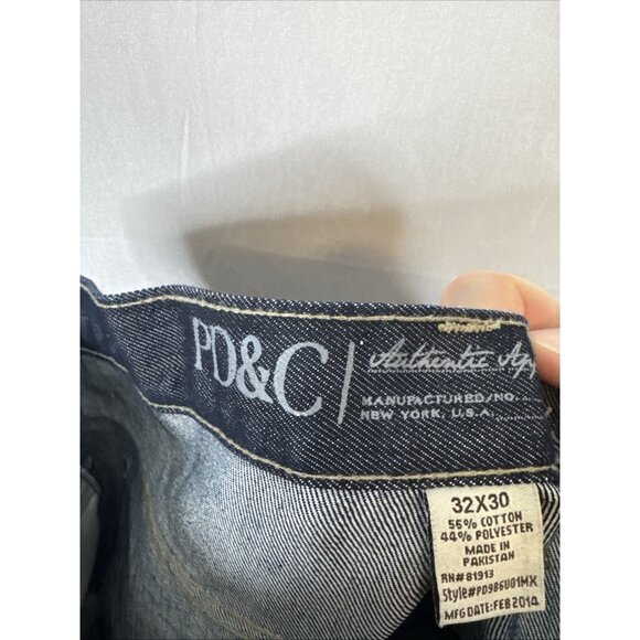 PD&C Jeans 32x30 Dark Wash Straight Fit Whiskered Denim Mens Casual - Picture 6 of 6